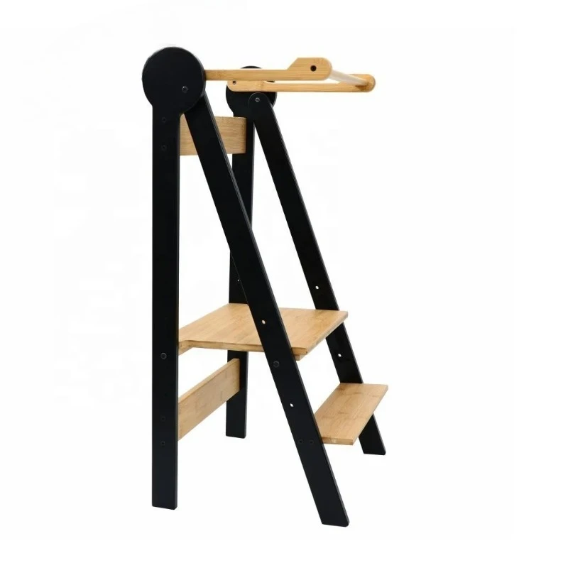 

Bamboo children's learning tower, height adjustable, foldable bamboo wooden children's learning tower