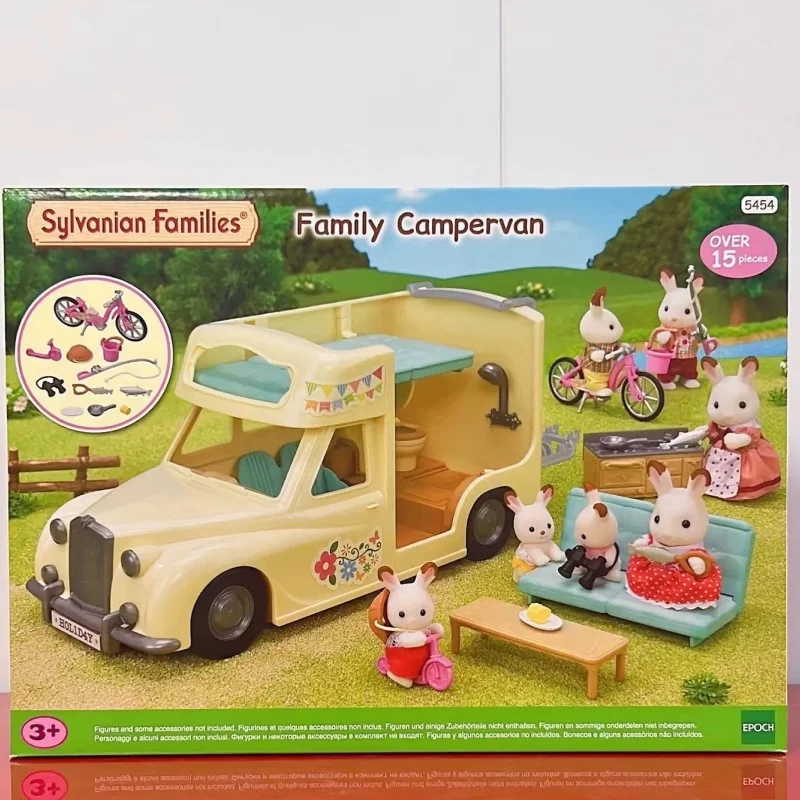 Anime Sylvanian Families Figures Picnic Series Picnic Wagon Camper Set Doll Figrues Room Ornaments Christmas Flocking Toy Gift