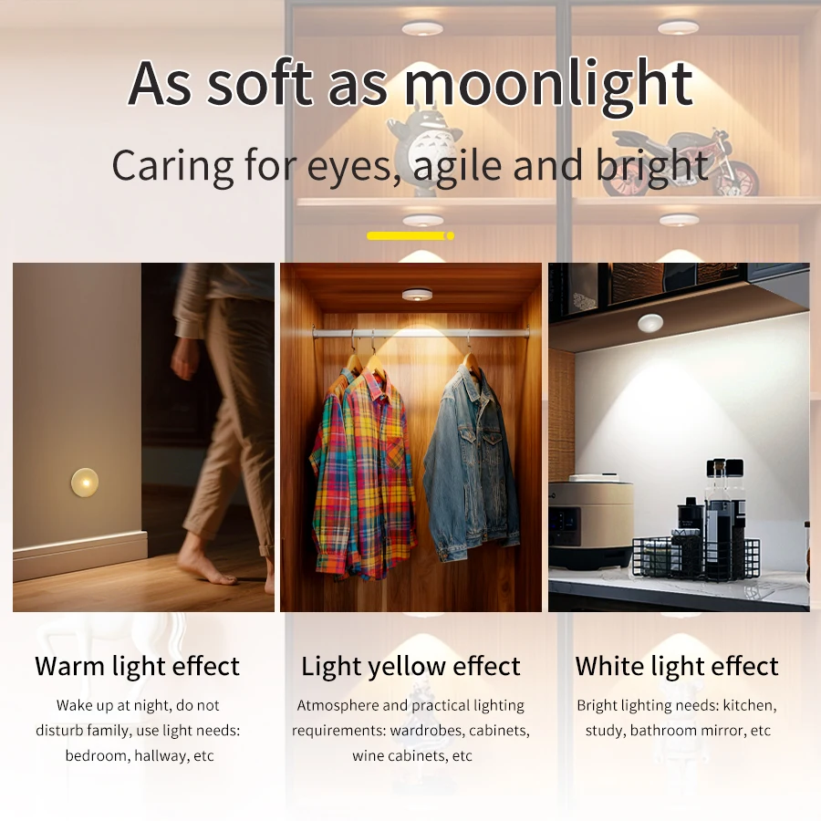 Wireless Remote Control LED Charging Spotlight Magnetic Self-adhesive Wine Cabinet Display Cabinet Aisle Induction Night Light