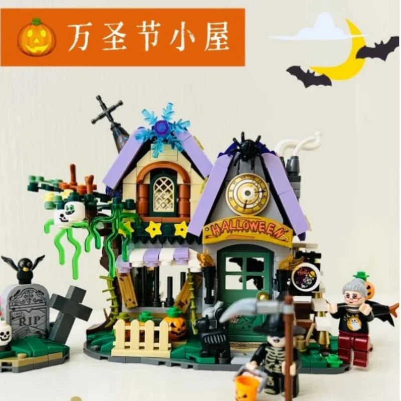 LOZ – blocs de construction originaux, maison de citrouille, chariot d'halloween, vue sur la rue, modèle de décoration, jouets pour enfants, cadeau d'anniversaire, nouvelle collection