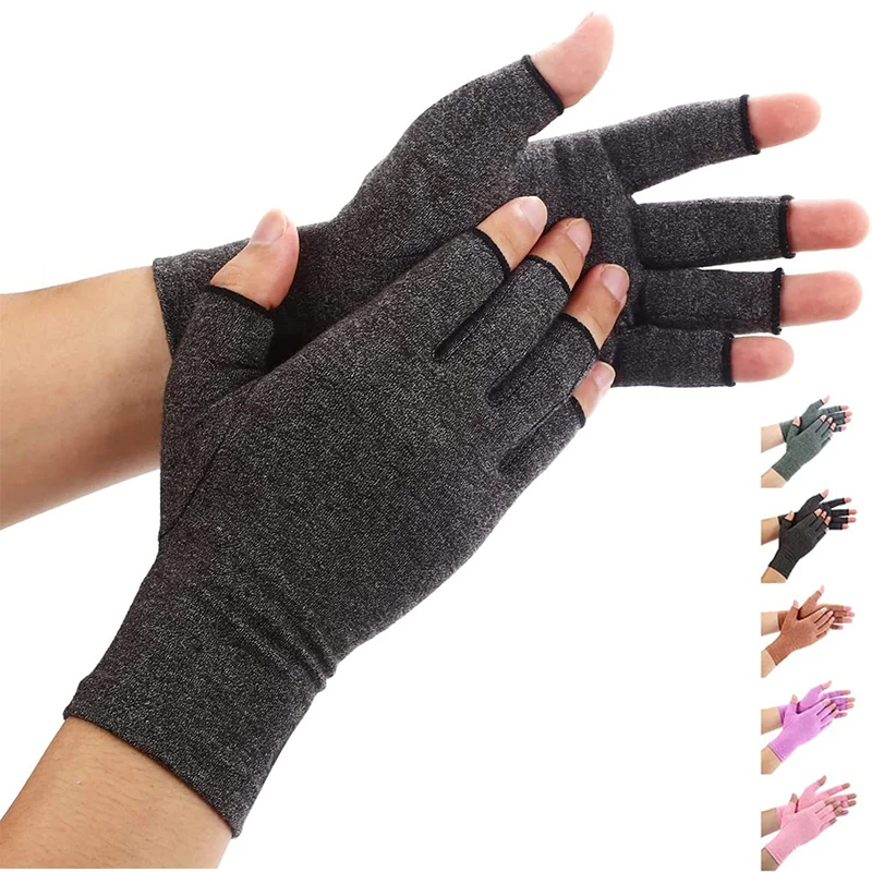 1 Pairs Half Finger Joint Pressure Compression Gloves Warm Breathable and Anti-skid Sports Fitness Cycling Pressure Gloves