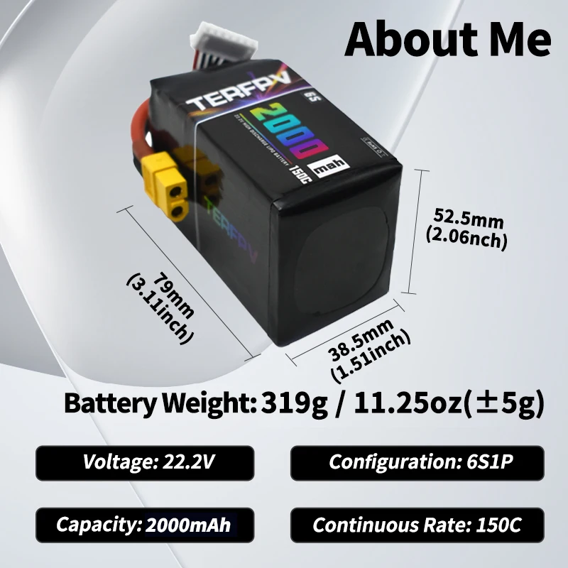TERFPV 6S 22.2 فولت 2000 مللي أمبير 150C/300C FPV يبو بطارية مع XT60 التوصيل ل FPV الطائرة بدون طيار كوادكوبتر هليكوبتر طائرة بطارية ليبو #4