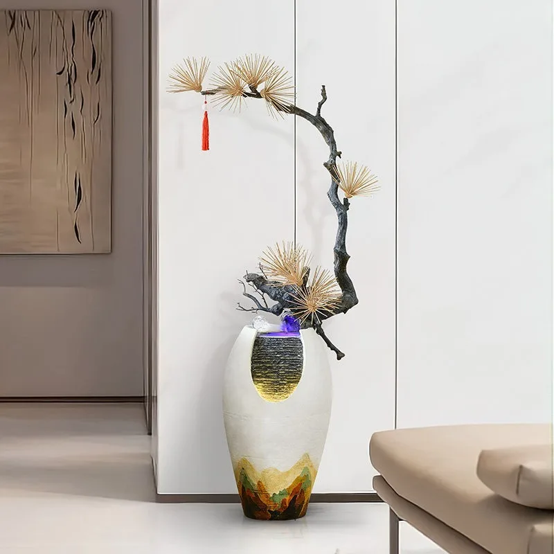 New Chinese Style Flowing Ornaments Circulating Water Living Room Sofa Floor To Ceiling Decoration