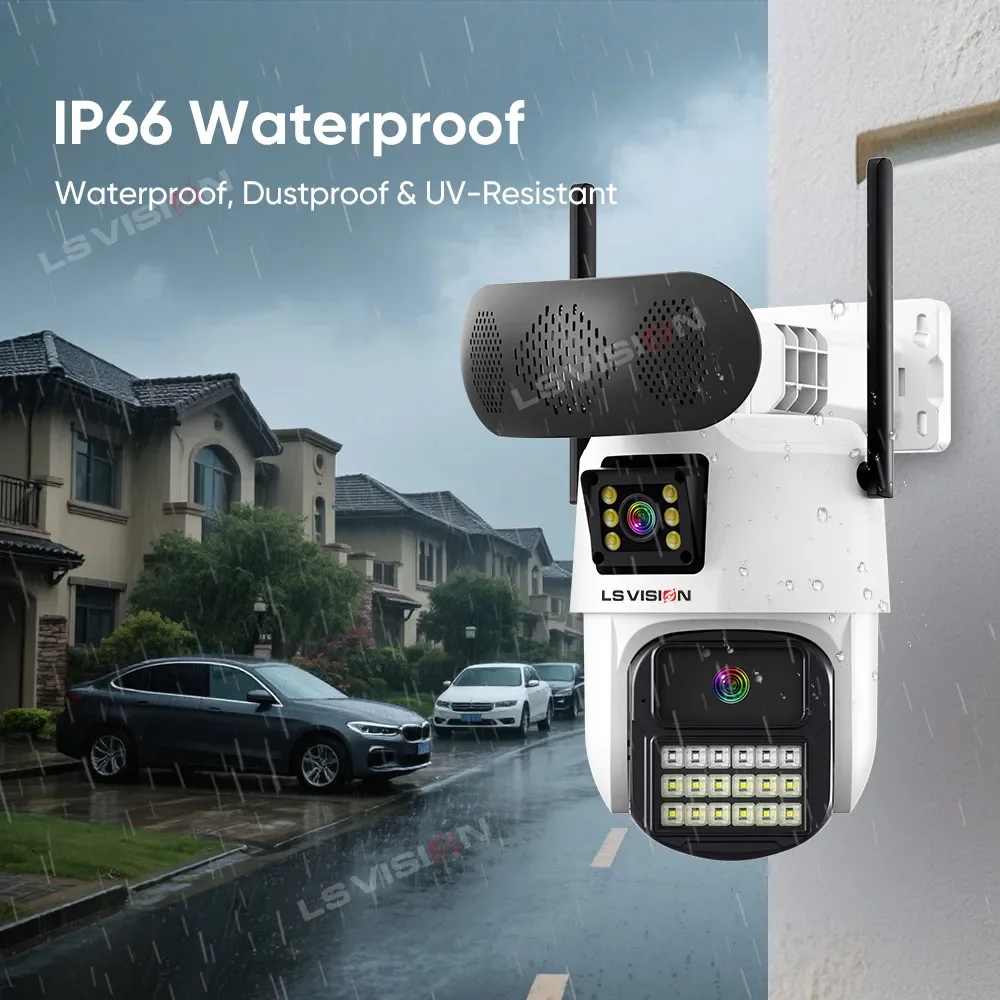 LS VISION Security Camera with Bluetooth Speaker Night Light 8mp WiFi Camera for Home/Outdoor AI Motion Detection App iCsee