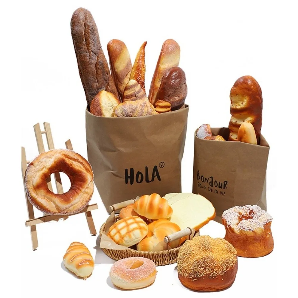 Realistic Soft Simulation Bread Stress Relief Pineapple Bun Squeeze Toy Waffle Biscuit PU Squeeze Stress Toy Photography Props
