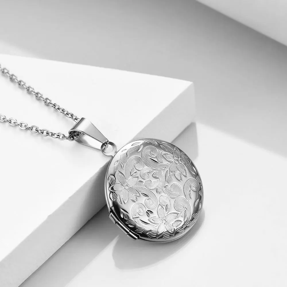 Offene Foto-Medaillon-Halskette aus Edelstahl für Damen, Anhänger zum Aufhängen von Bildern, Kette in Gold- oder Silberfarbe, Mädchen-Geburtstags-Schmuck – Detail 12