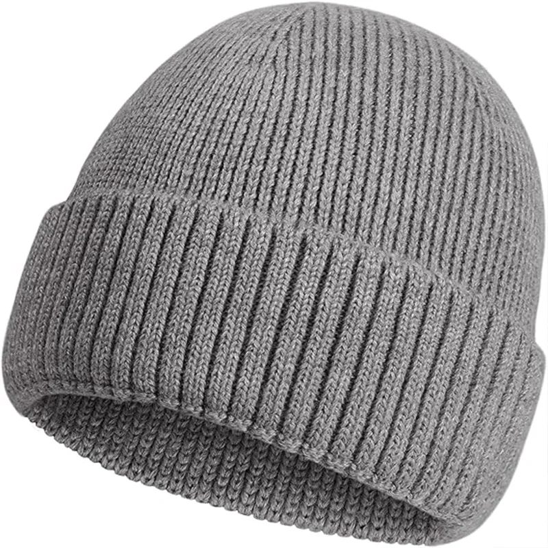 قبعة رمادية فاخرة، قبعة محبوكة من مزيج الصوف الأكريليك للنساء، قبعة شتوية دافئة على الطراز الشمالي، إكسسوار كاجوال أنيق