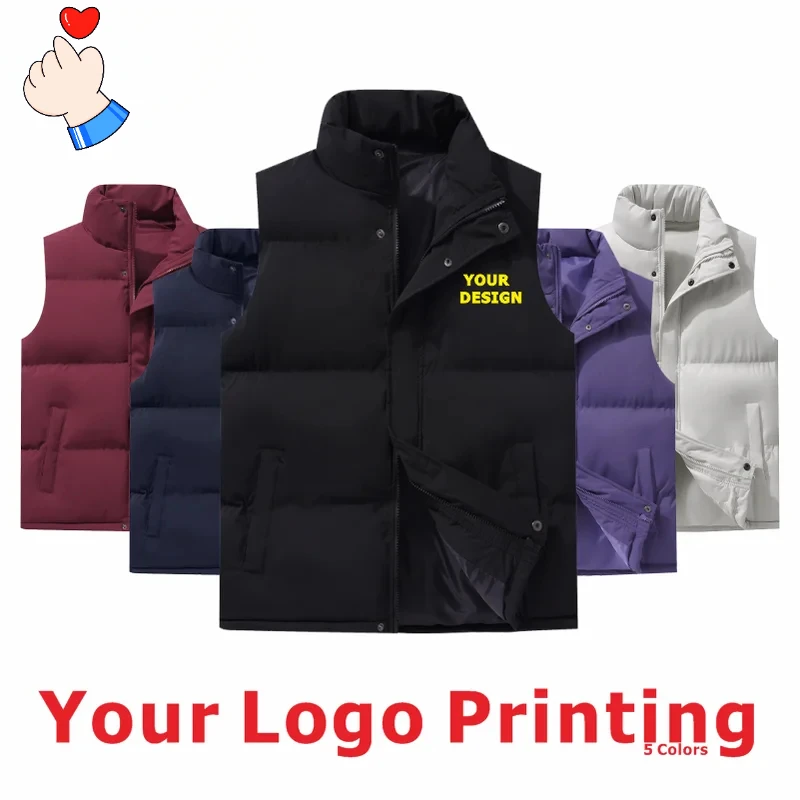 

Print Design Logo Jacket Sleeveless Winter Trends Stand Colla Zipper Casual Coat Men Down Cotton Warm Thick Waistcoat 2025