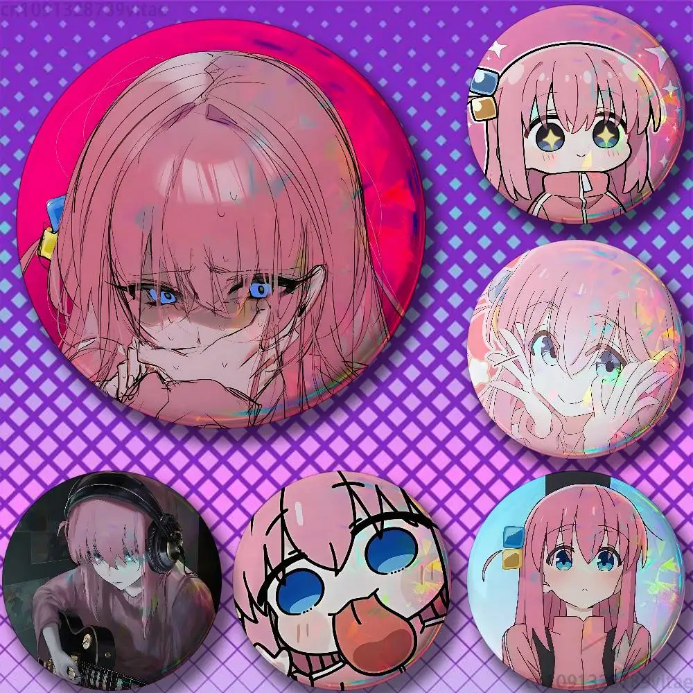 

B-Bocchi The Rock 58mm Badge Brooches on Backpack Clothes Handmade Round Enamel Pins for Jewelry