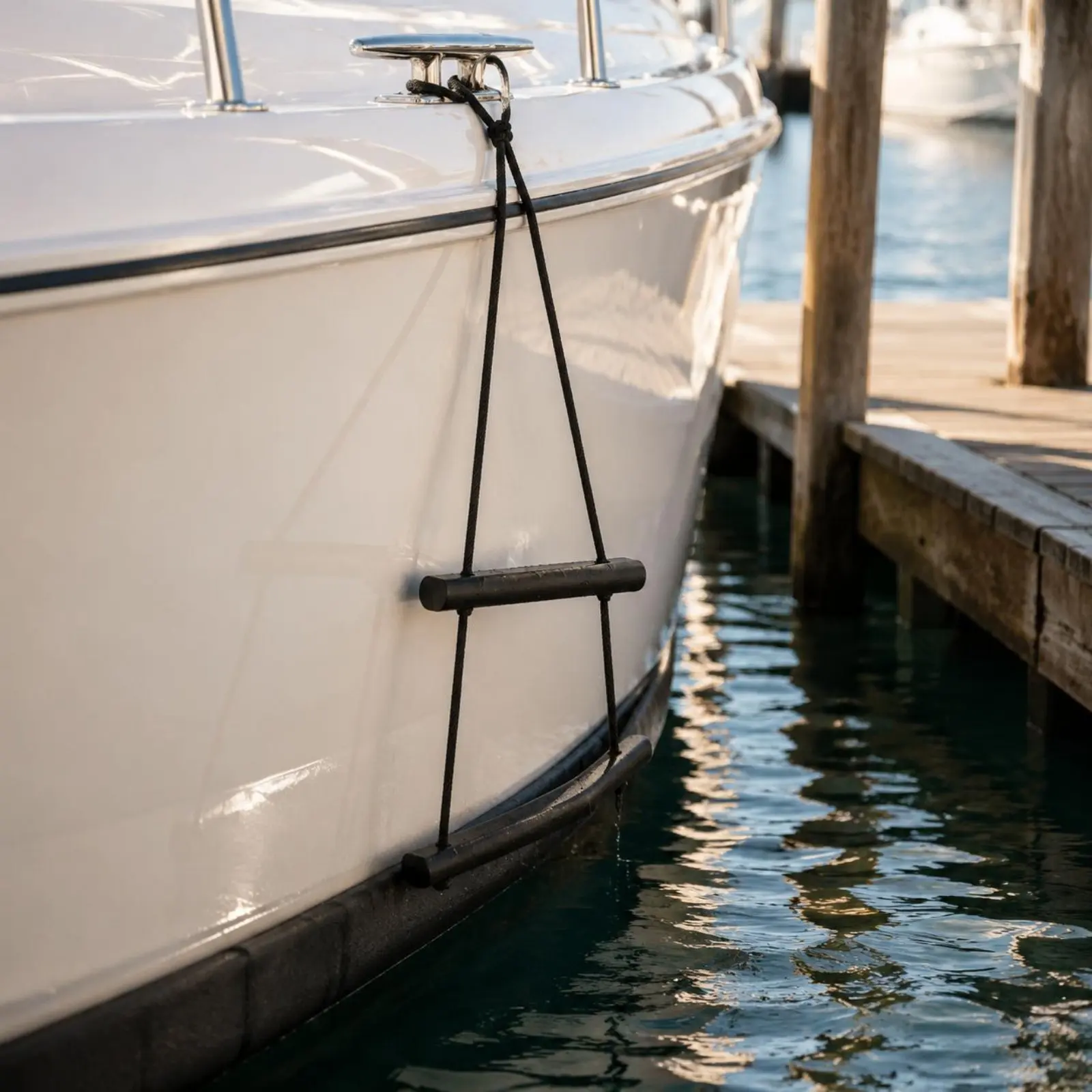 

Boat Boarding Ladder Lightweight Boarding Rope Ladder Marine Gear Hanging Loop Black for Boats
