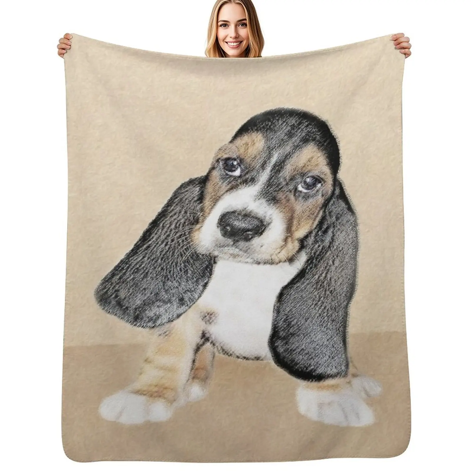Basset Hound Puppy Throw Blanket Decorative Sofa Sofa Quilt Soft Plush Plaid Baby Picnic Hairy Blankets