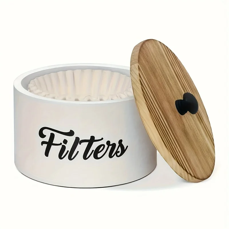 Coffee Filter Holder Farmhouse White Filter Storage Container Basket for Counter Coffee Bar Accessories Coffee Station