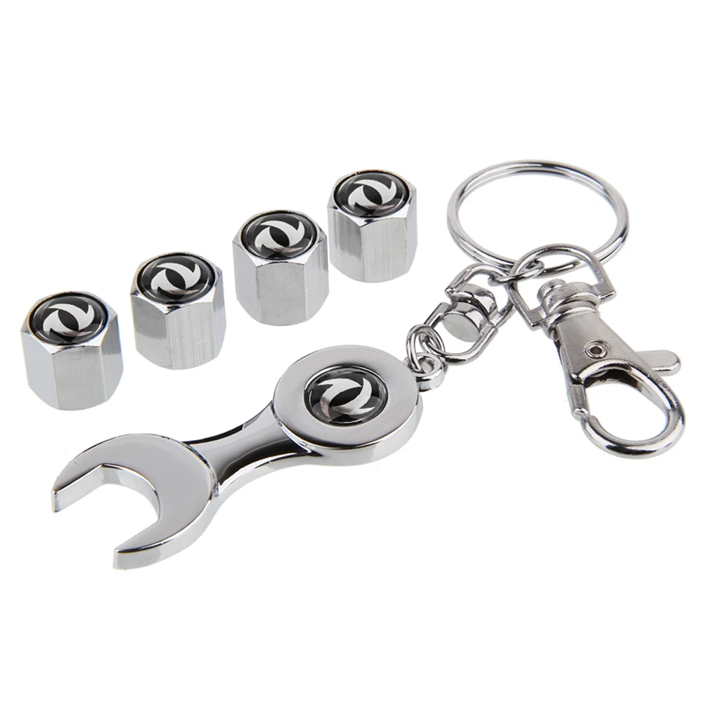 Car Accessories Wheel Tire Valve Stems Caps With Mini Wrench Keychain For Dongfeng AX7 H30 S30 DFSK Fengshen DFM Citroen Nissan