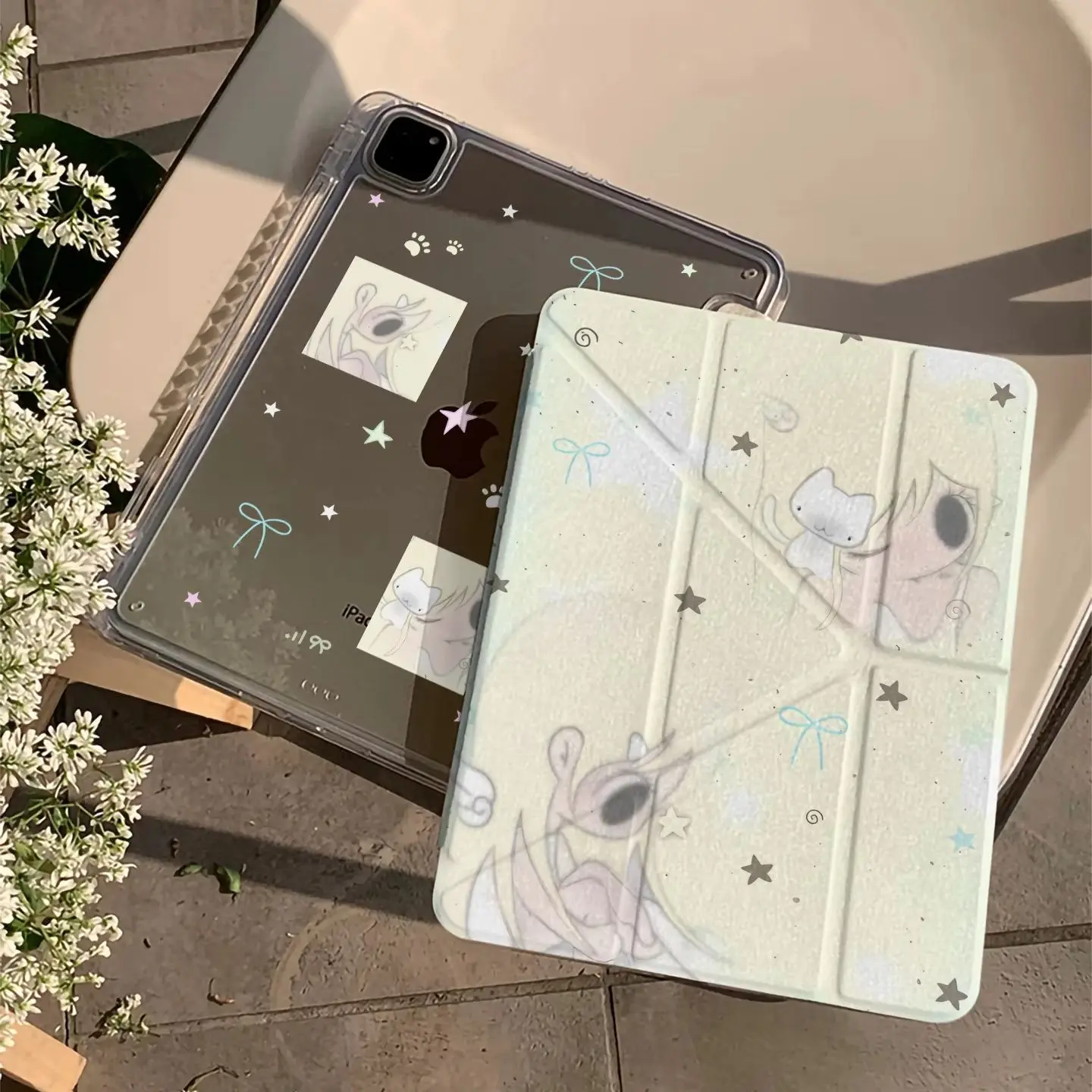 Yellow Angel Girl Star Tablet Case For iPad Pro 11 12.9 13 A16 M2 M4 M3 M5 Shell 10.2 5/6/7/8/9/10/11th Mini Air 3 4 5 6 7 Cover