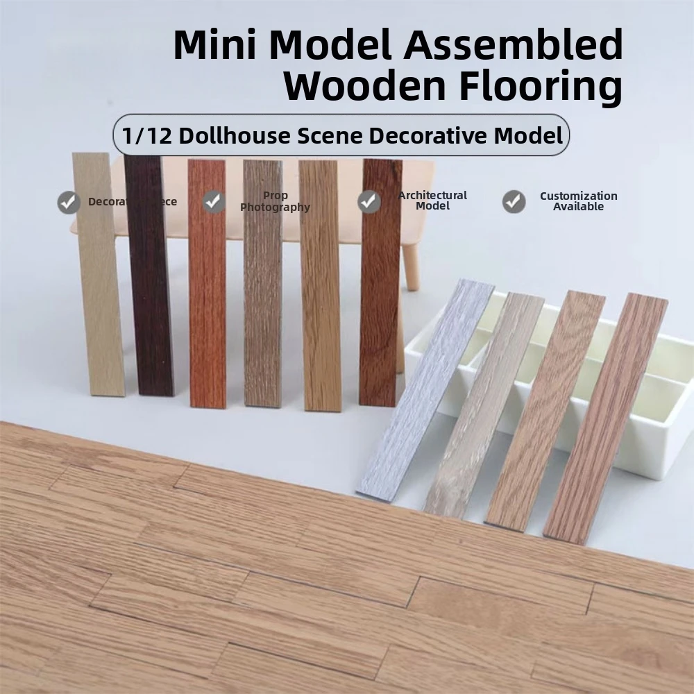 10pcs Mini Miniature Dollhouse Floor Boards PVC Multicolors Dollhouse Floor Tiles 10*1.5cm Furniture Wall Floor Decor