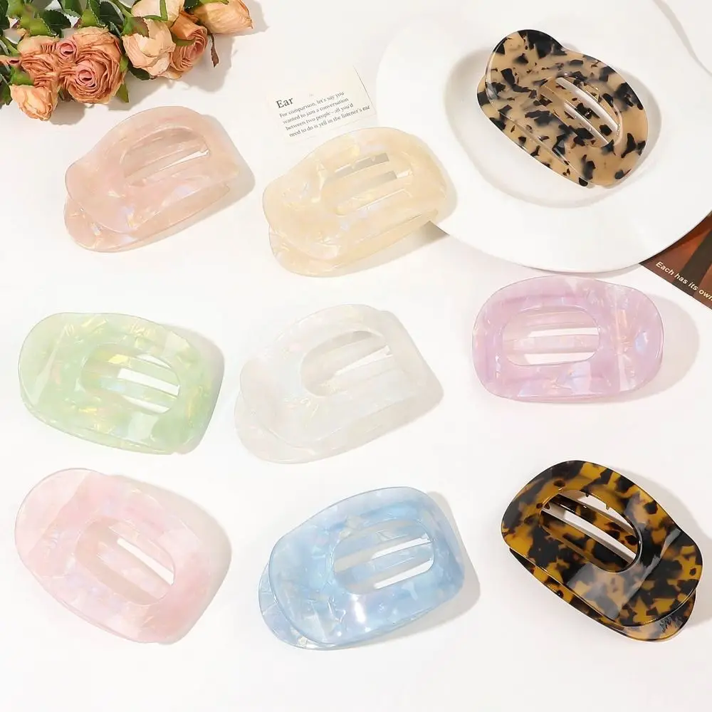 Elliptic Shape Leopard Hair Claw Hair Accessories Headwear Acetic Acid Hair Clip Candy Color Kroean Style Acetate Barrettes