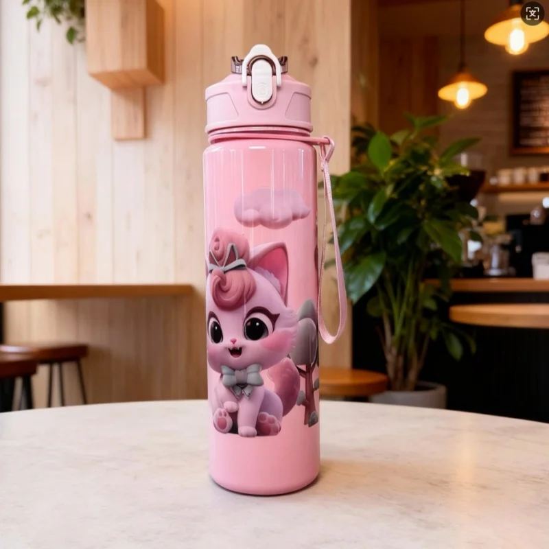 زجاجة مياه محمولة لطيفة سعة 750 مل مع مقبض، ألوان متعددة متاحة للتخييم في الهواء الطلق في صالة الألعاب الرياضية، مقاومة للتسرب، مثالية للهدايا