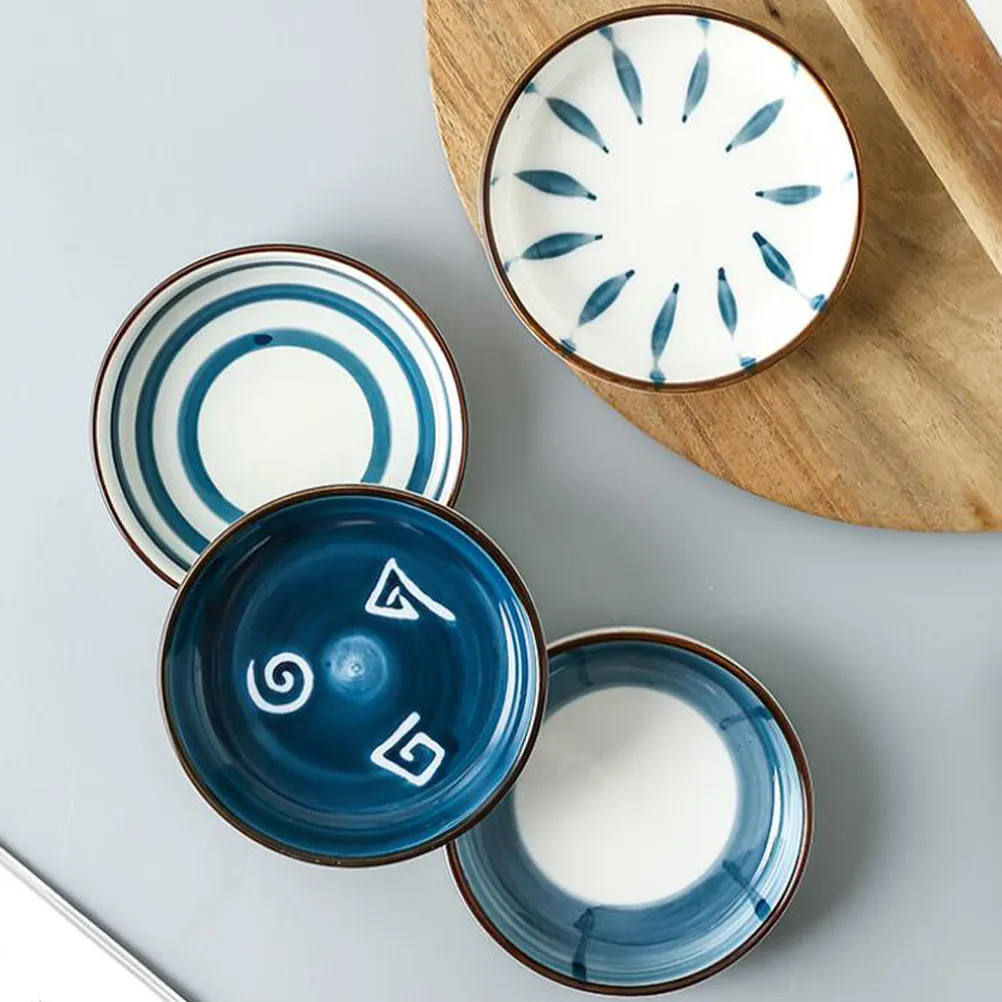 

4Pcs Soy Sauce Dishes Ceramic Seasoning Bowls Household Food Sauce Holders for Dipping Appetizers Condiments Flavor Bowls