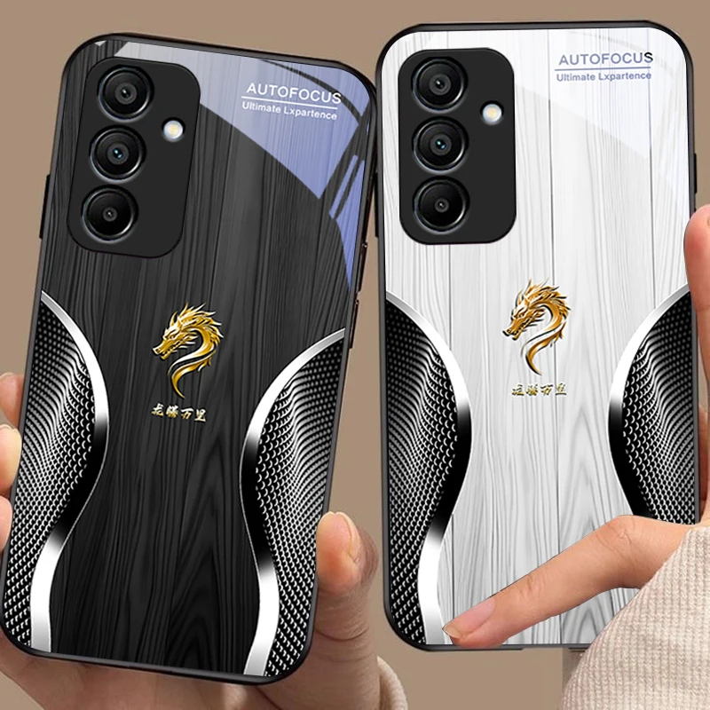 

Wooden Dragon Black For Samsung Galaxy A15 5G 54 4G 51 50 24 35 90 71 12 51 53 52S 80 22 34 Black Tempered Glass Phone Case