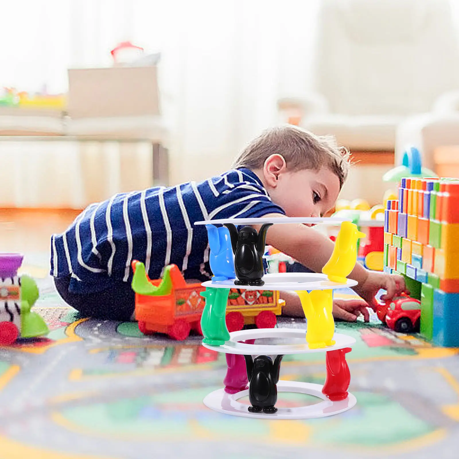 

Набор развивающих игрушек «Пингвин-балансирист»: обучающая пирамидка для раннего развития, распознавание цветов и форм, координация рук и глаз