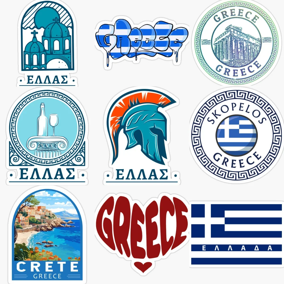 

GR Greece Flag Map Parthenon Emblem Creative PVC Car Stickers for Car Van Helmet Window Wall Decoration Accessories