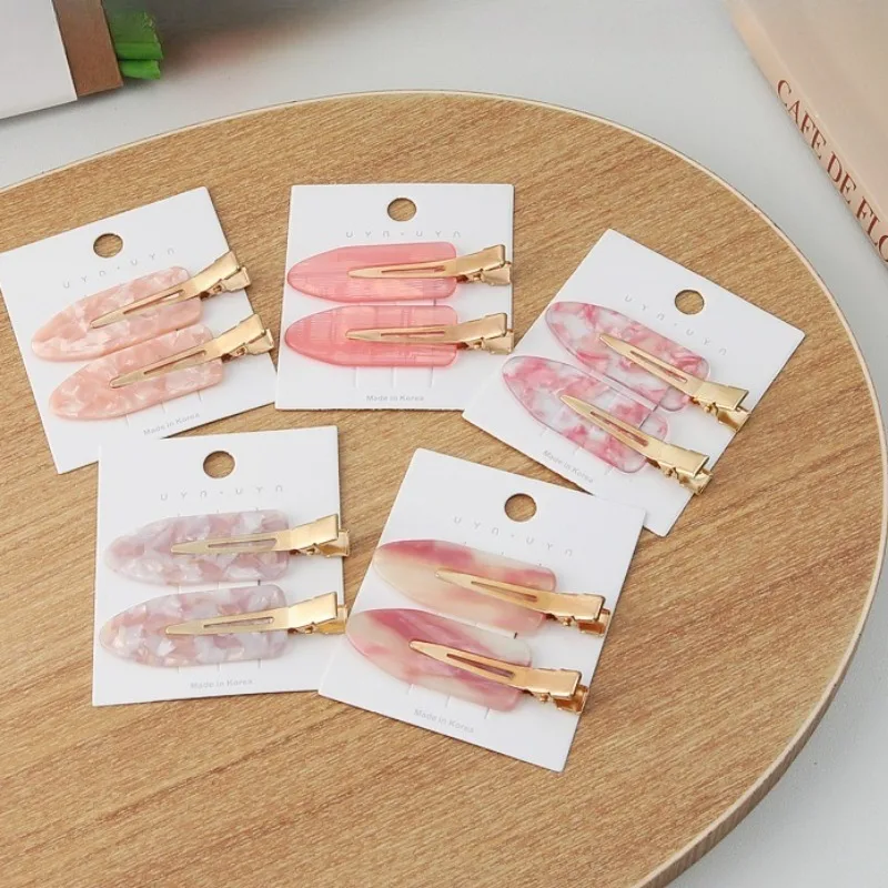 2pcs Girl No Trace Clip Sakura Pink Premium Makeup Hair Clip Side Clip Simple Versatile Accessories Girlfriend Gift Wholesale