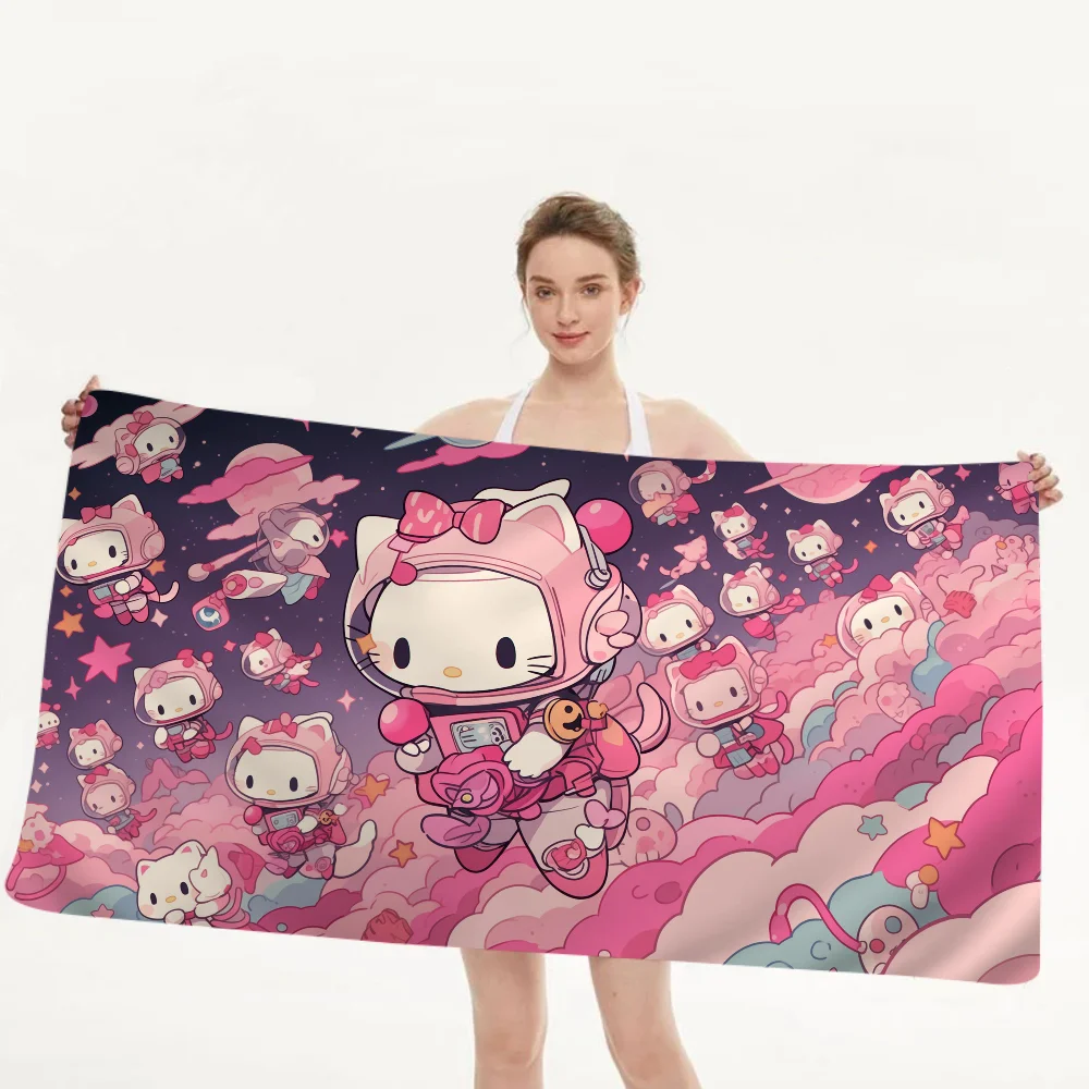H-Hello K-Kitty أنيمي الشاطئ منشفة السباحة لينة ماصة منشفة هدايا الأطفال للأطفال السفر التخييم الصالة الرياضية