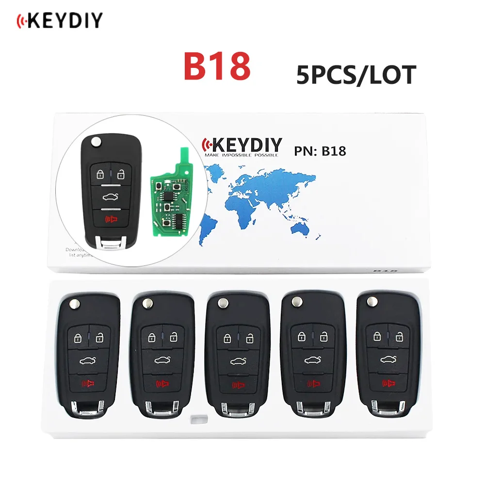 

5pcs KEYDIY KD MINI B18 4 Buttons Remote Car Key For Buick KD900/KD-MAX/KD-X2 Key Programmer B Series Remote Control