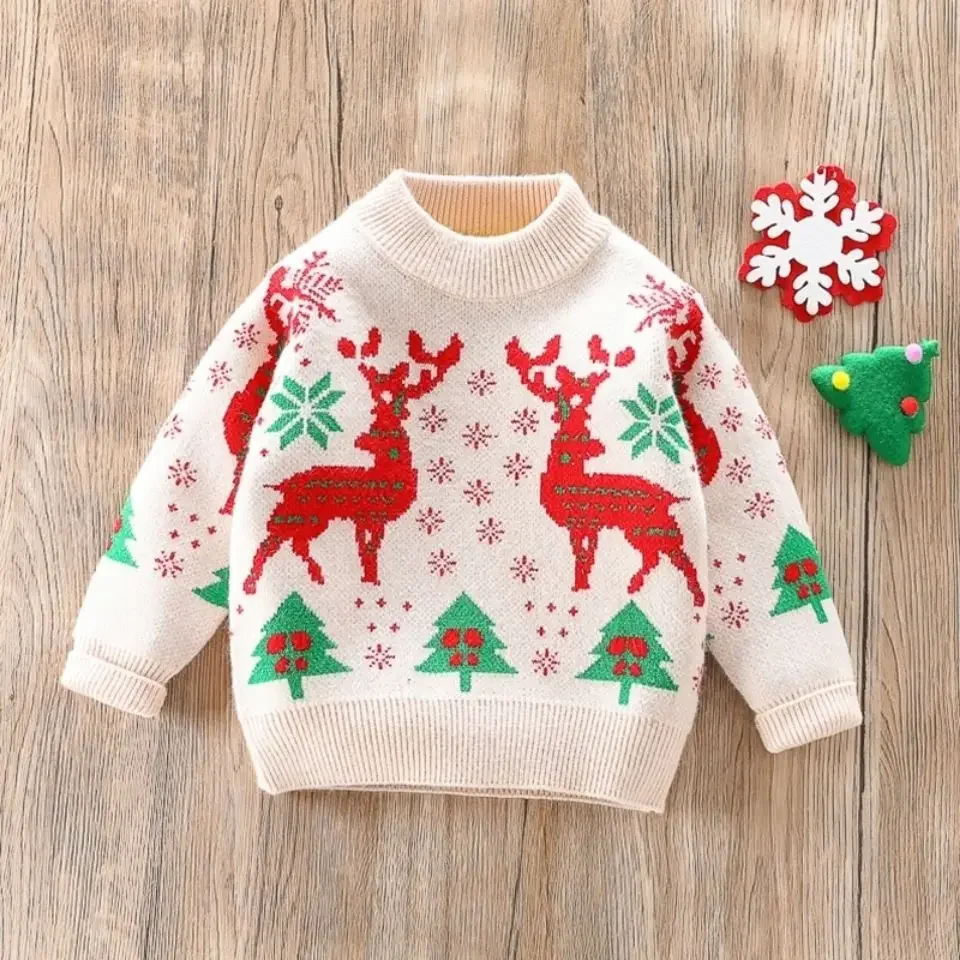 1-8T winter Children's Clothing Long Sleeve  Baby Boy Girl Tops Casual Kids T-shirt Autumn Spring christmas pullover