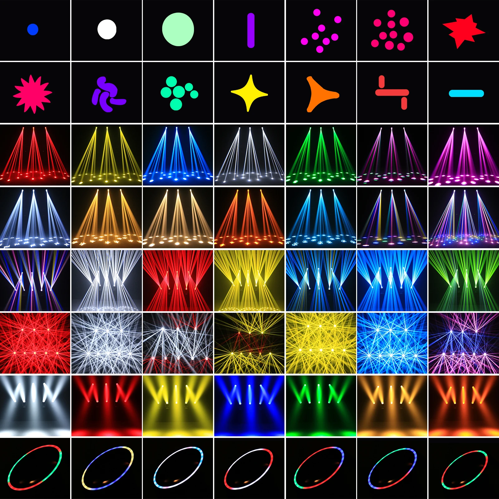 Datewink 295W LED Beam Moving Head Lights With RGB Halo DMX512 Gobo Zoom Stage Lighting For DJ Disco Party Wedding Nightclub Bar