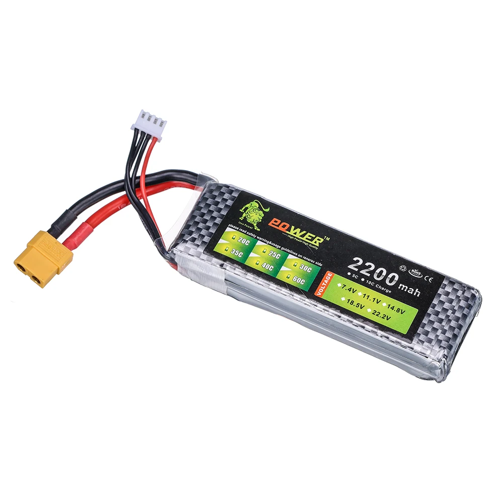 11.1V 2200mAh 3s 60C LiPo Battery For RC Helicopter Aircraft Quadcopter Cars Airplane With T JST XT30 XT60 Plug 3S 11.1v Battery