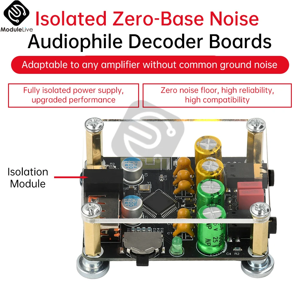 

ZK-PT2-RPO Isolated Zero Noise Fever Usb Flash Drive Bt 5.1 Decoding Board Hifi Fever Decoder Amplifier Module App Type C