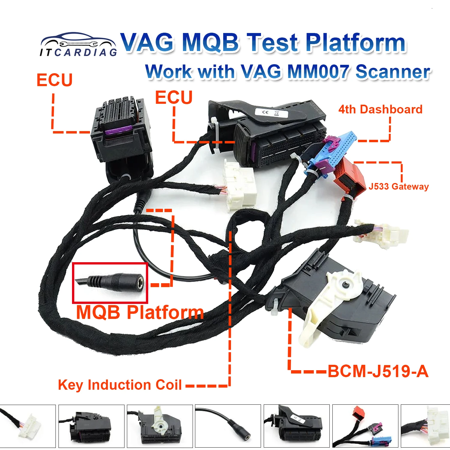 for VAG MQB Test Platform Car Key Programming Cables ECU, Gateway,BCM Cables for V-A-G MQB Works with Xhorse Iscancar VAG-MM007