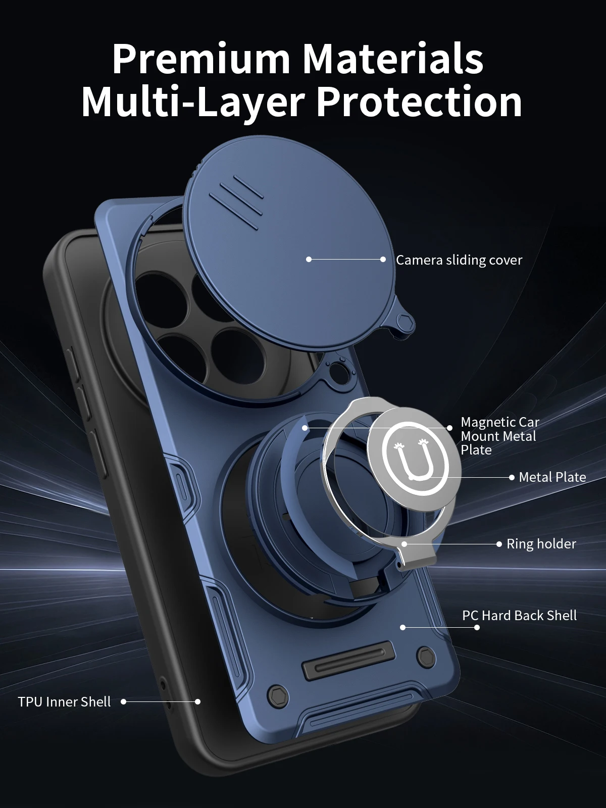 Anti Slip Color Matte PC+TPU Hybrid Armor Phone Case For Redmi 14C Note 15 14 Por Plus Magnetic Car Mount Lens Protective Cover view 5