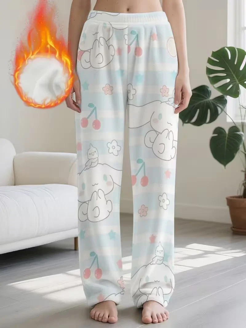 

Семья Sanrio с большими ушами собаками, рождественские спальные штаны для близнецов, осень/зима, плюшевые штаны с героями мультфильмов для пары, для взрослых и детей, теплые для отдыха