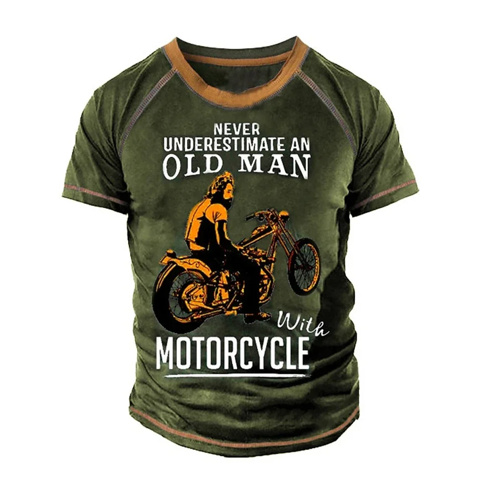 Retro Design Motorcycle Poster 3D Printed Men's T-shirt Summer New Oversized Quick Drying Sports Motorcycle Short Sleeved