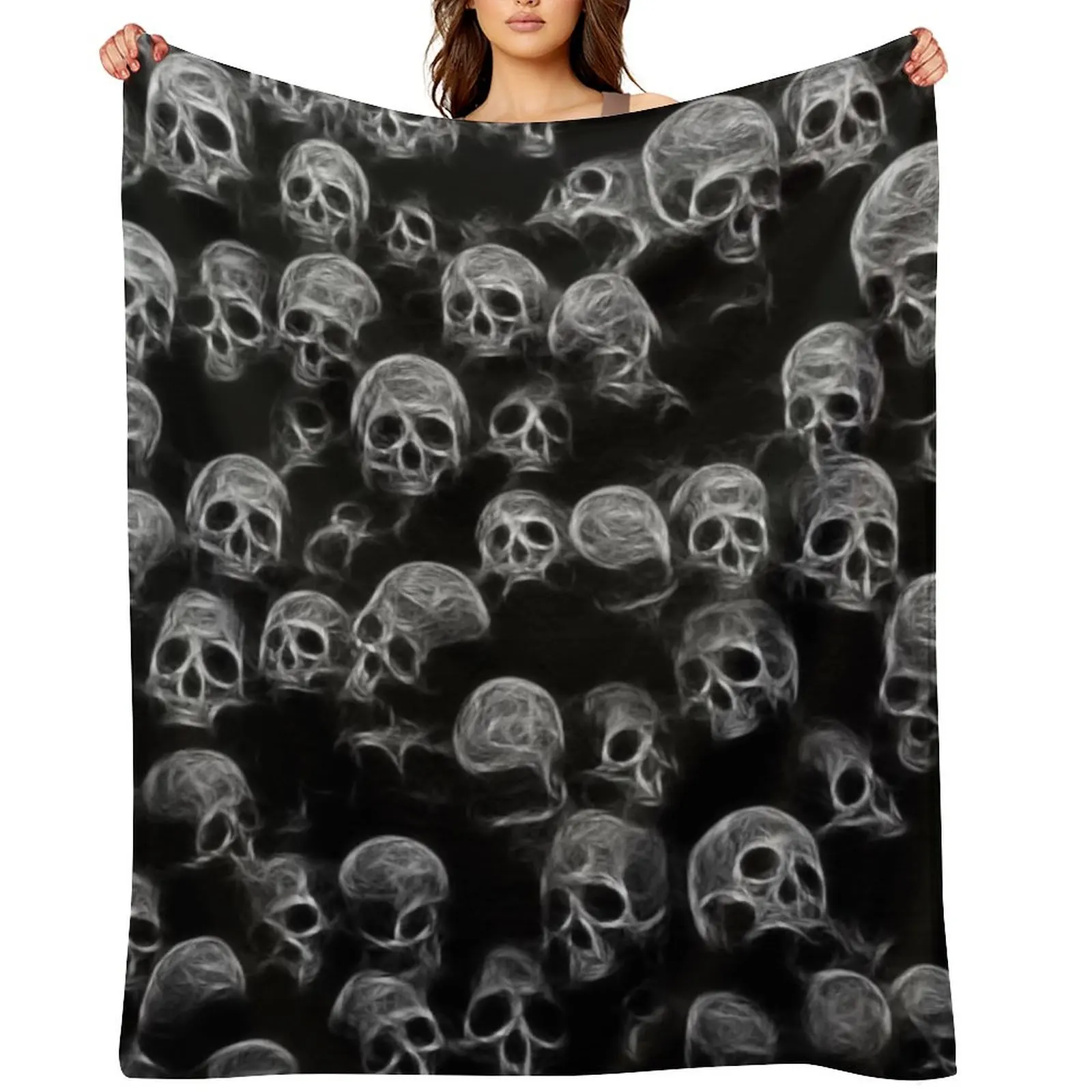 

Black and white skulls. Throw Blanket warm for winter For Sofa Thin sofa bed Luxury Thicken Blankets