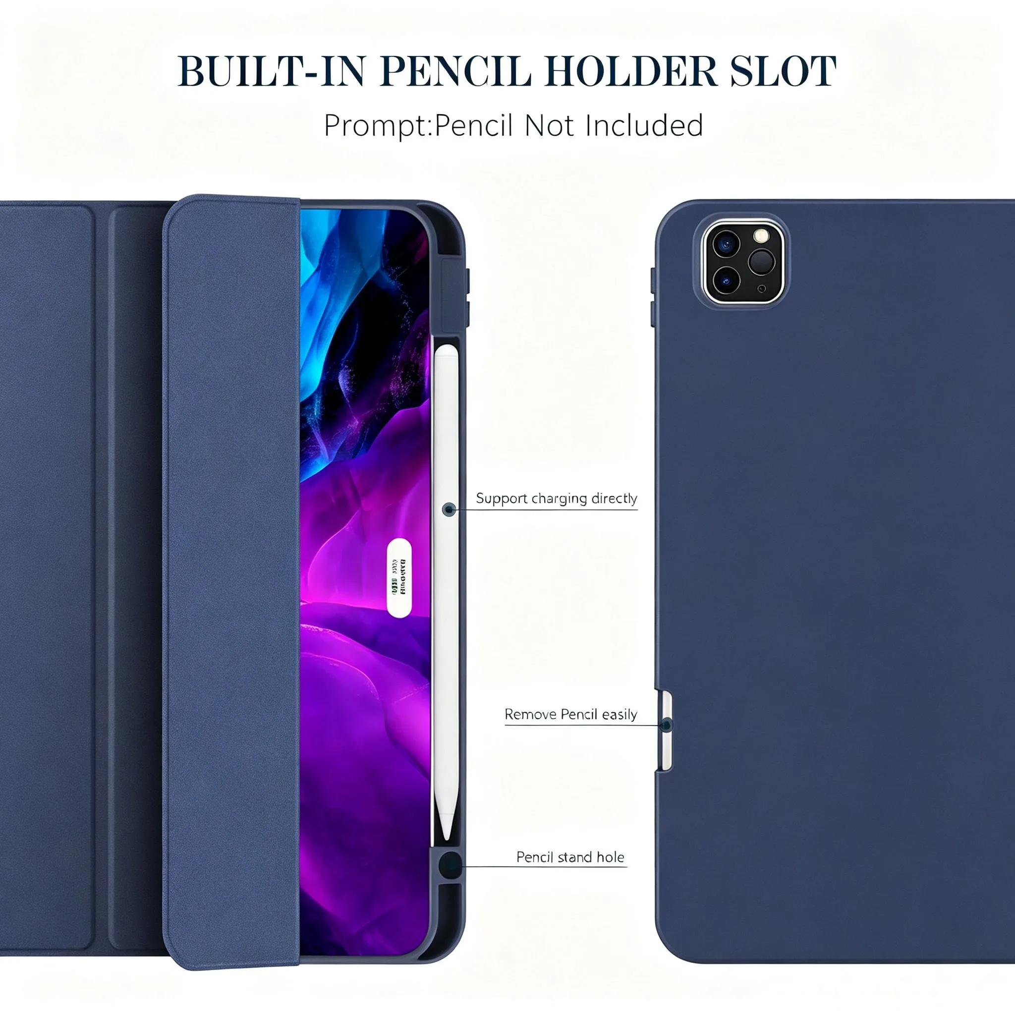 For iPad (A16) 11th 10th Generation Air 4th 5th 10.9 Pro 11 M2 M3 M4 M5 2026 2025 2024 Magnetic Flip Smart Cover Pencil Case