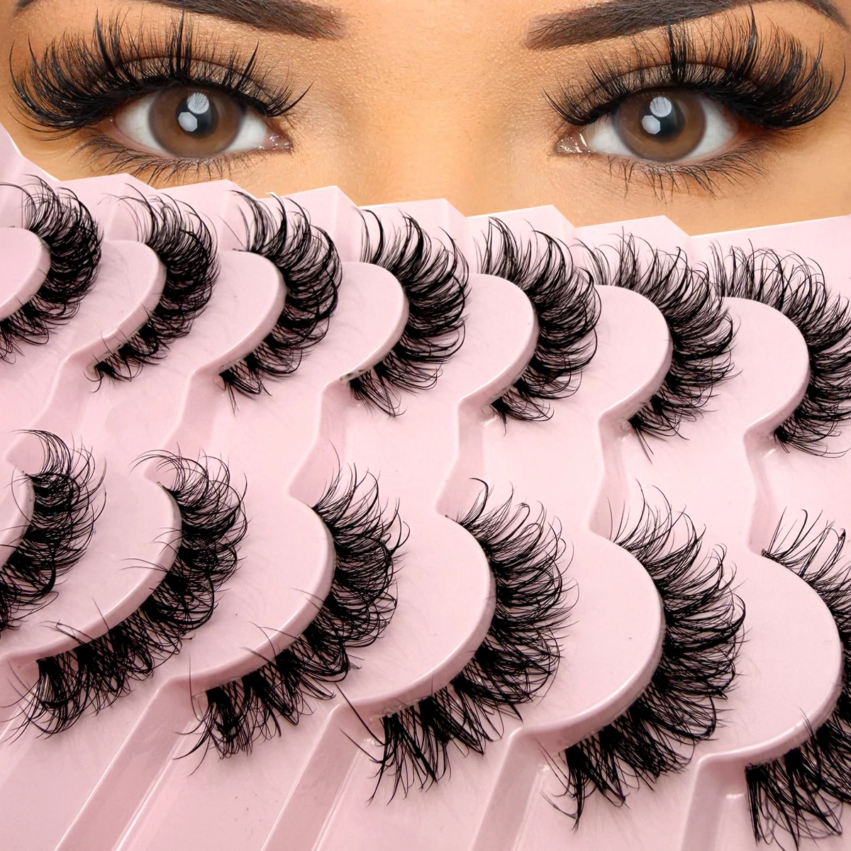 7 أزواج من الرموش الشفافة Y2K على طراز Lachses الجنية رموش أنيمي شائكة رموش مانغا Wispy ذات مظهر رطب طبيعي رموش ثلاثية الأبعاد من المنك #1