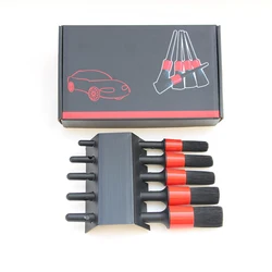 5-Pack Car Cleaning Brush Set Long Soft Bristle Tire Brush and 5 Different Sizes Boar Bristle and Synthetic Fiber Detail Brushes