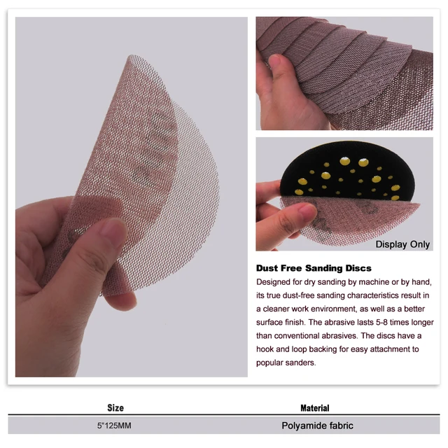 10Pcs 5inch 125mm Mesh Sanding Discs Hook&Loop Abrasive Dust Free Disc Anti-Blocking Sharp Grinding Sandpaper for Wood Furniture 2