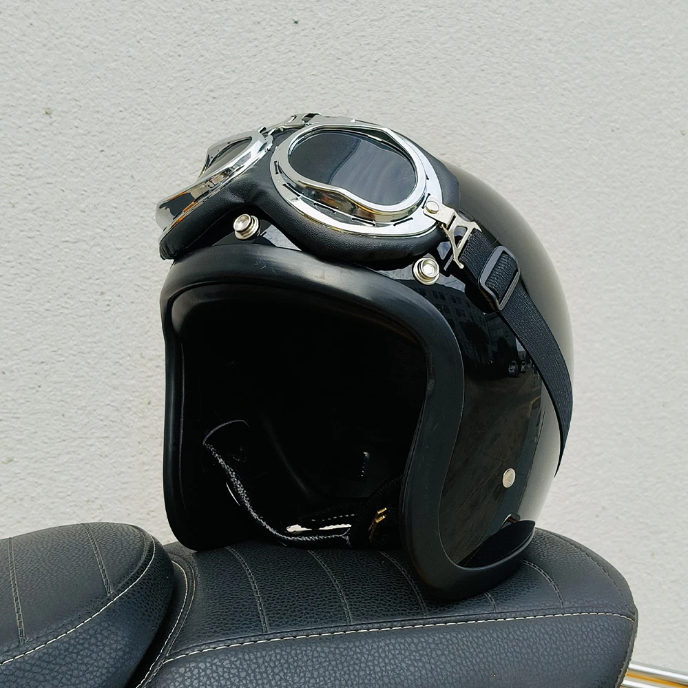 Tt & cocascos-手作りのハーフフェイスオートバイヘルメット,日本のチョッパースタイル,グラスファイバー,軽量シェル,レトロ,ヴィンテージ