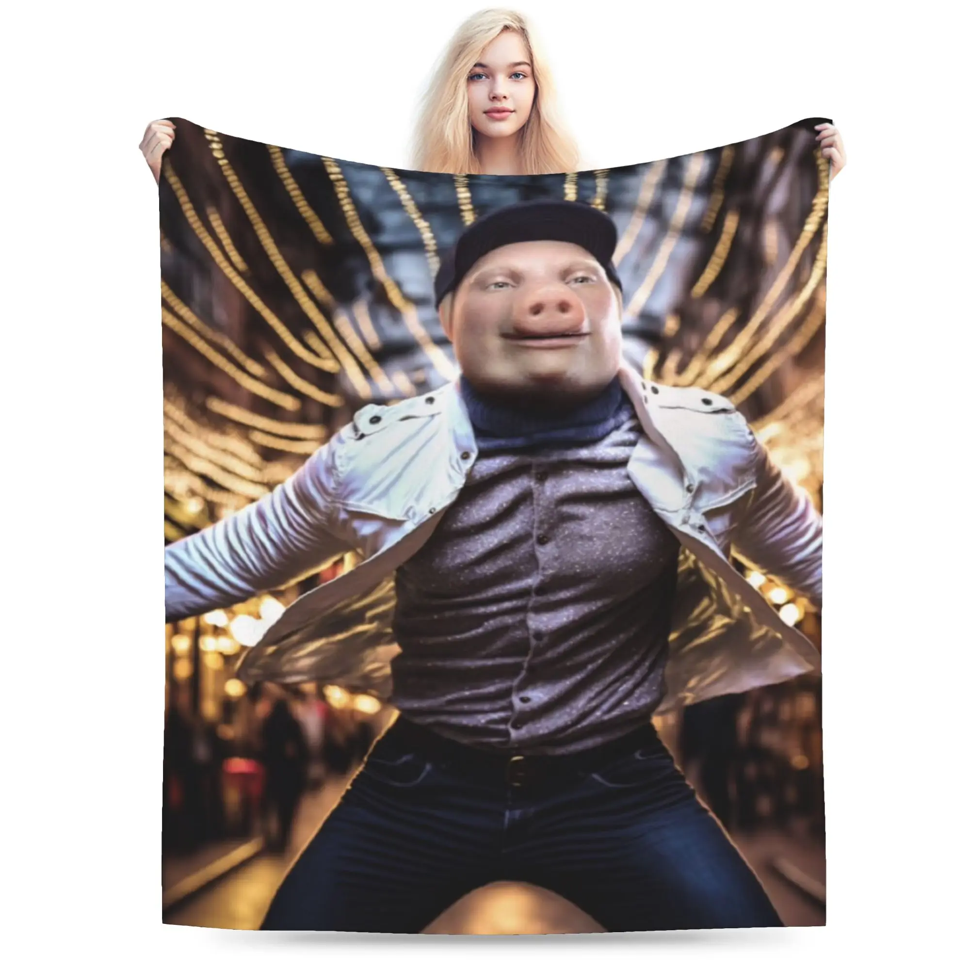 Novelty Design John Pork is calling Blanket Super Soft Coral Fleece Plush  Comfortable Throw Blankets Machine Washable