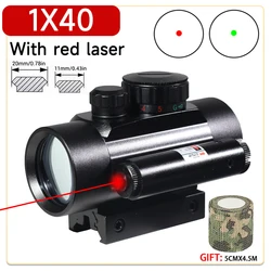 Tactical 1x40 Red Dot Laser Sight Scope Outdoor Hunting Rifle Scope Green Red Dot Collimator Airsoft Sight 11mm/20mm Rail Mount