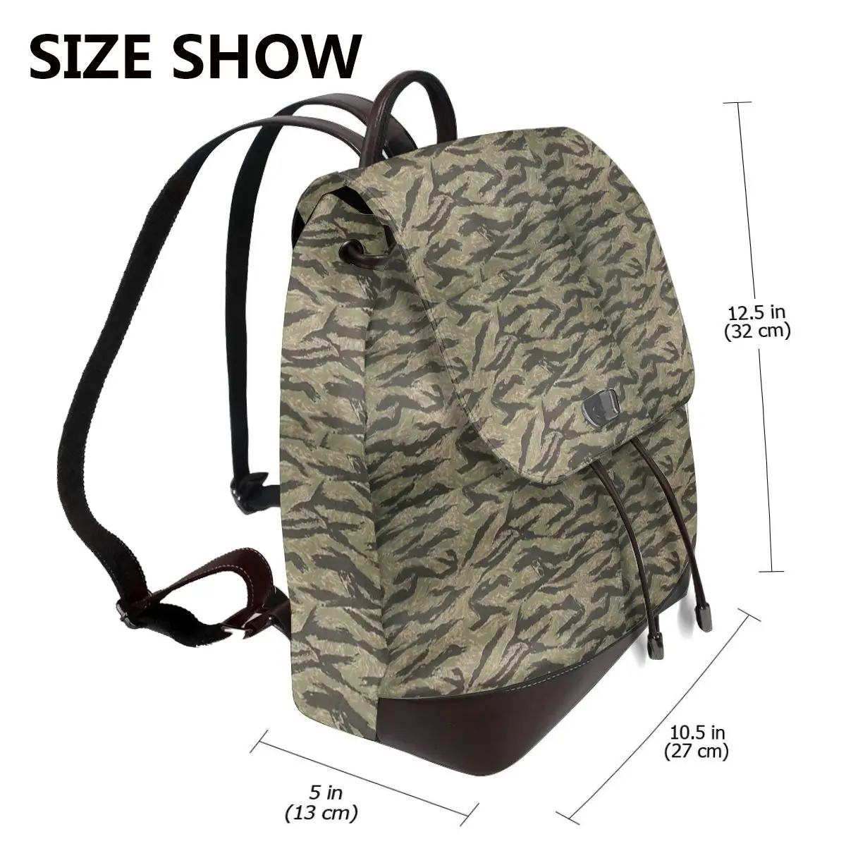 Tiger Stripe Camouflage Military Camo Bookbag School Student Bags Hiking Travel Daypack for Women Fashion Derma Backpack