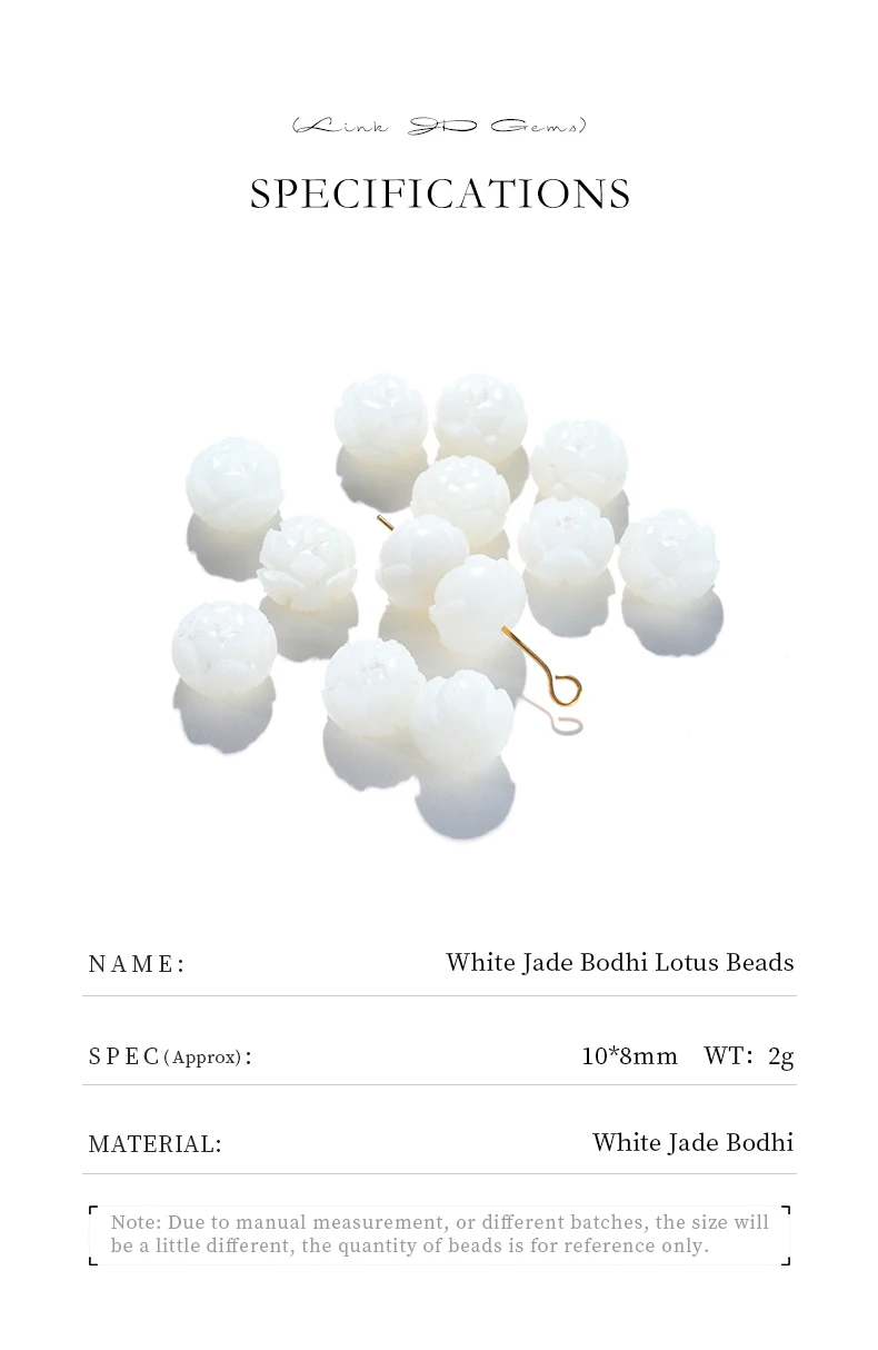 10 Stück/Set Kleine Weiße Jade-Bodhi-Lotus-Perlen Geschnitzte Blumen-Anhänger Zwischenstücke für DIY Halsketten Armbänder Schmuckherstellung Zubehör – Detail 2