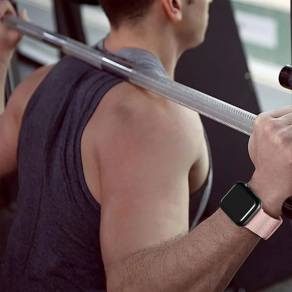 Ремешок спортивный для Apple Watch Band Series 9 8 se 7 6 5 4 3, нейлоновый браслет для iwatch 44 мм 40 мм 49 мм 45 мм 41 мм 42 мм 38 мм