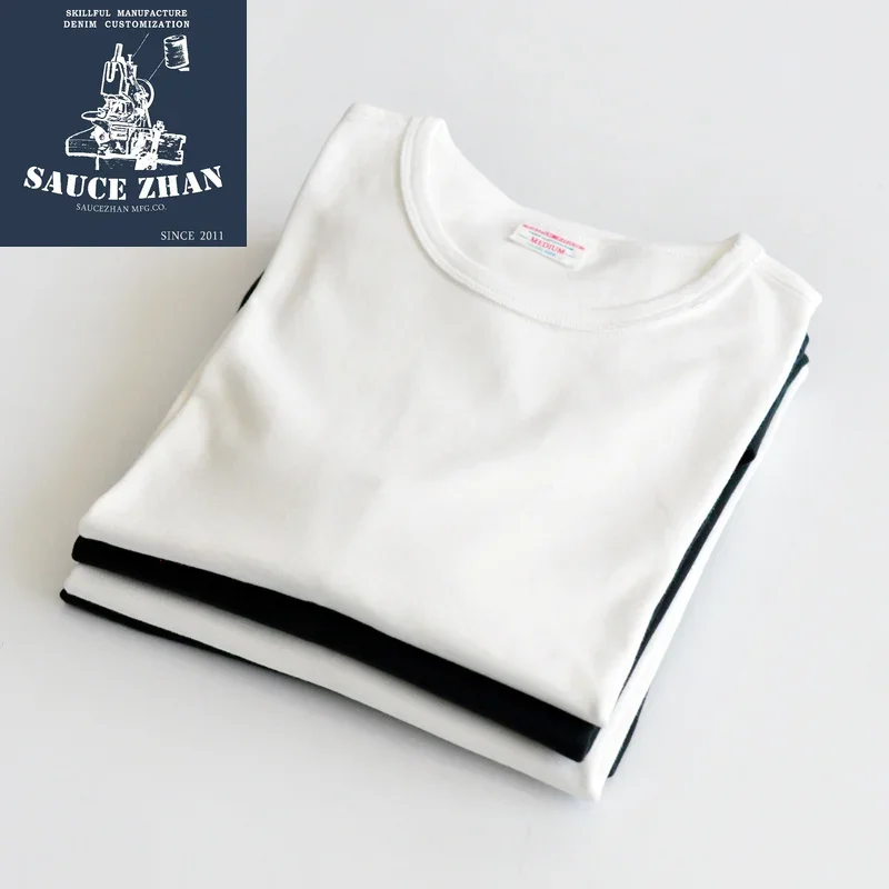 SauceZhan Tops & Tees T-shirt da uomo Manica corta Anti-Deformazione Anti-Restringimento Tessuto doppio tessuto Cotone Morbido O-Collo