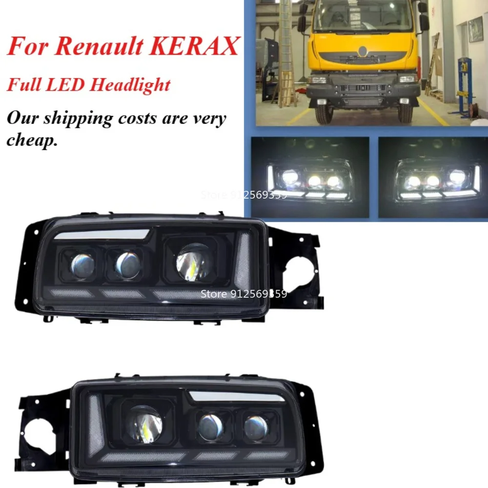 Faro LED completo de 24V, 1 unidad, compatible con Renault Premium KERAX 2000+, DRL dinámico mejorado + camión con triple lente