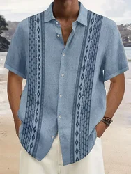 Summer Street Daily Fashion camicia da uomo Seaside Casual camicia a maniche corte da uomo stampata a righe t-Shirt a maniche corte da uomo